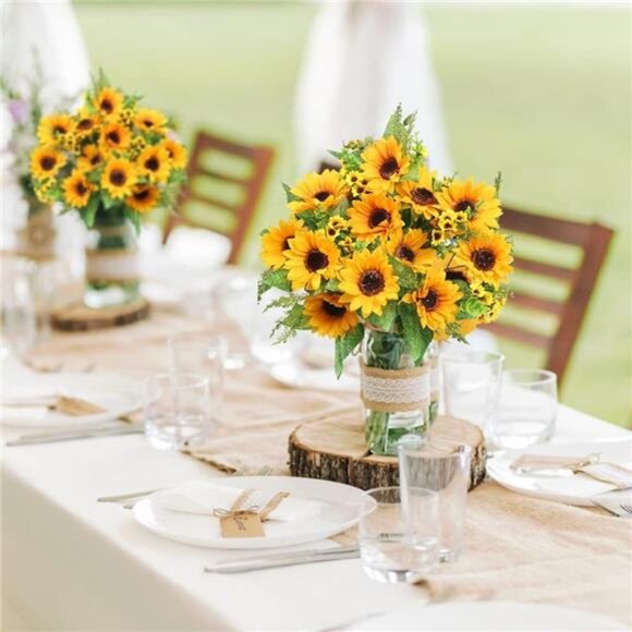 Artificial Sunflower Bouquets,2 Bunches Fake Flowers for Outdoors Baby Shower - Picture 5 of 7